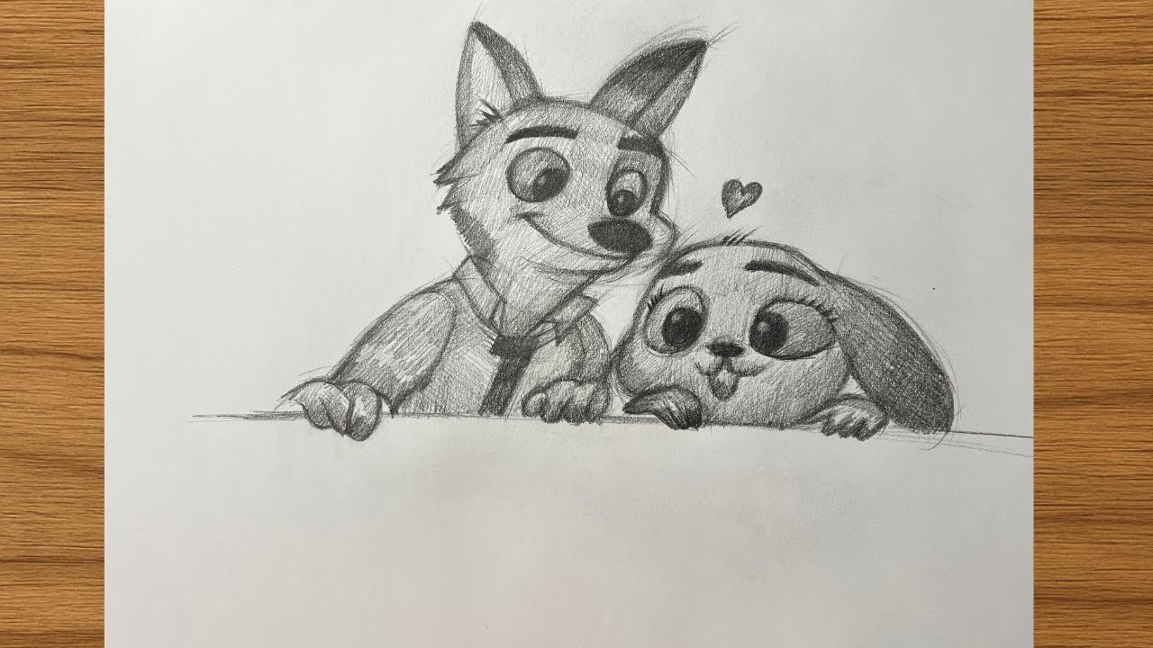Cute Chibi Fox & Bunny Pencil Drawing | Easy Sketch