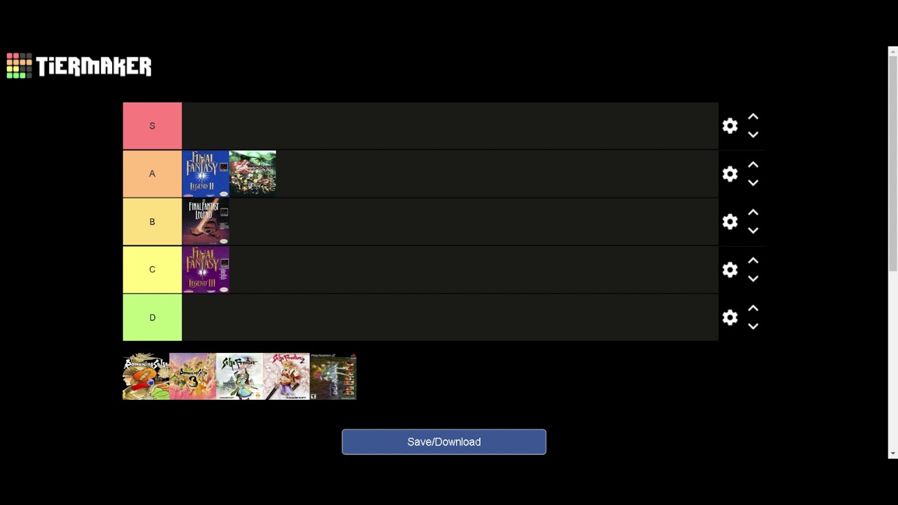 Every game I've ever played (Ranking SaGa series) Tier List