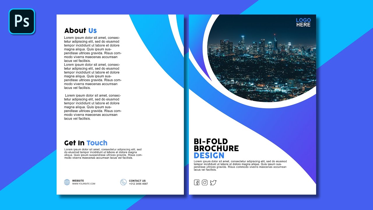 Bi fold Brochure Design for Beginner | Brochure Design In Photoshop