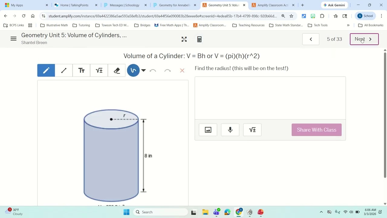 Finding the missing height or radius in a cylinder