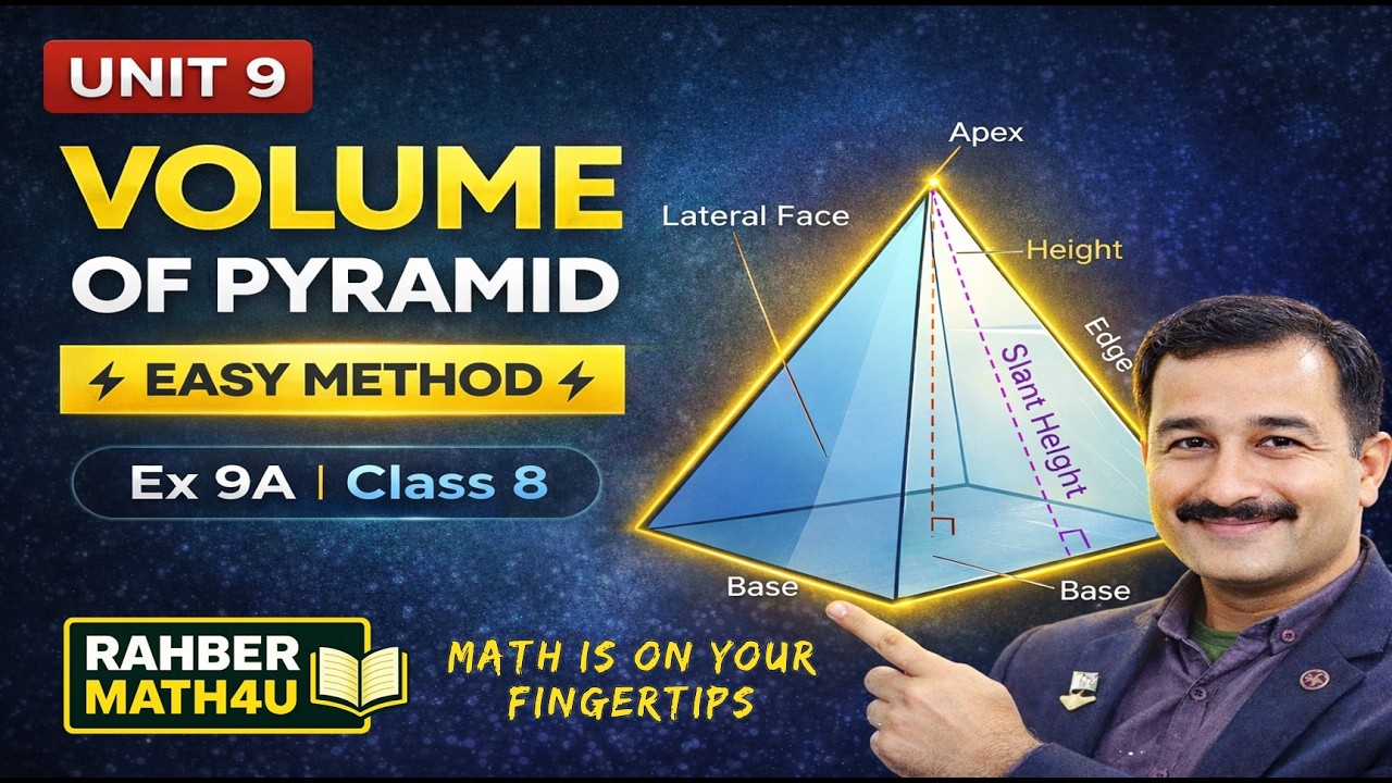 Exercise 9 A | Q1–7 | Volume & Surface area of Pyramids | APS Math's Class 8 | Book 3