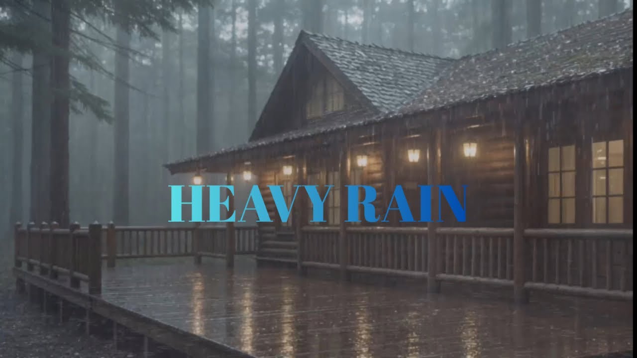 Heavy Rain at a Cozy Wooden Cabin Perfect for Deep Sleep @CozyStormRetreat 