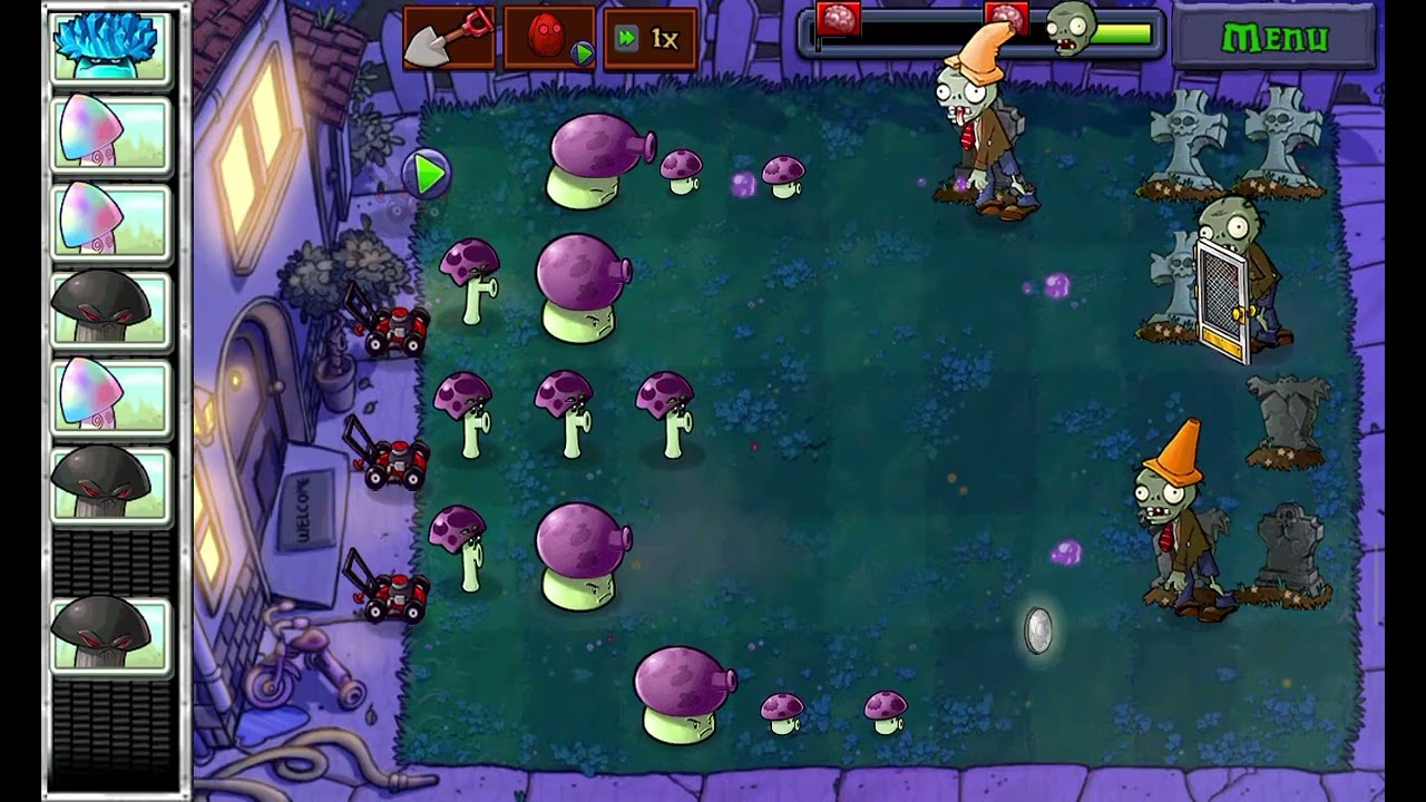 Completing Night 10 - Night time in PVZ (Plants Vs Zombies)