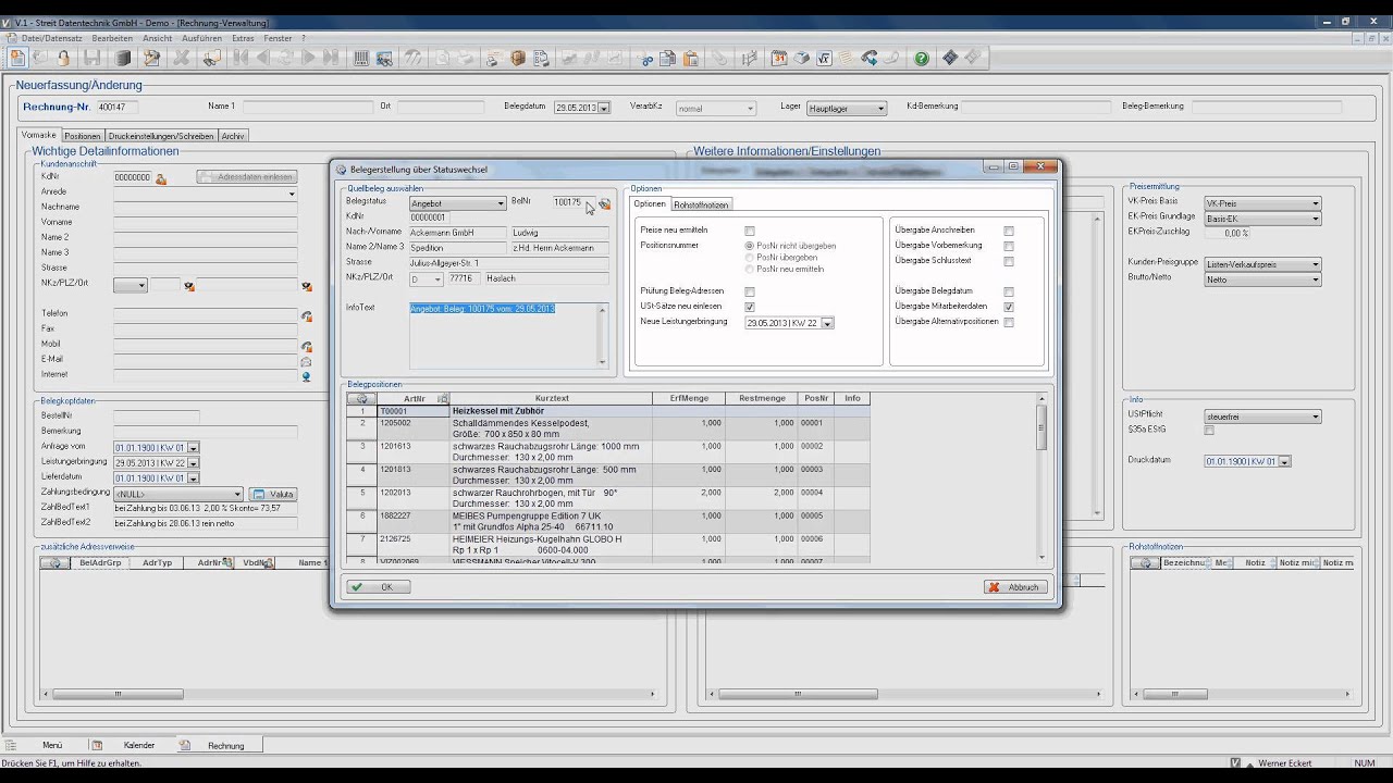 STREIT SHK Software: Rechnungen schreiben