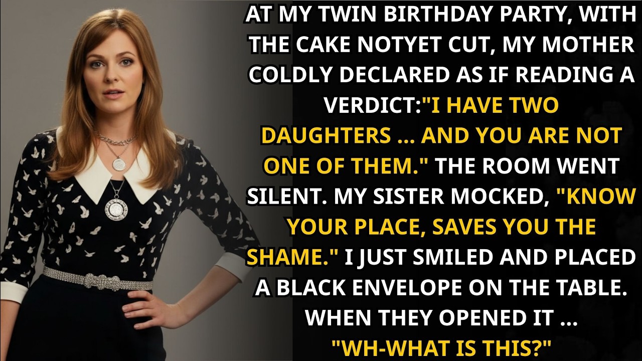 At the birthday party, mom disowned me, sister mocked, but the black envelope changed everything