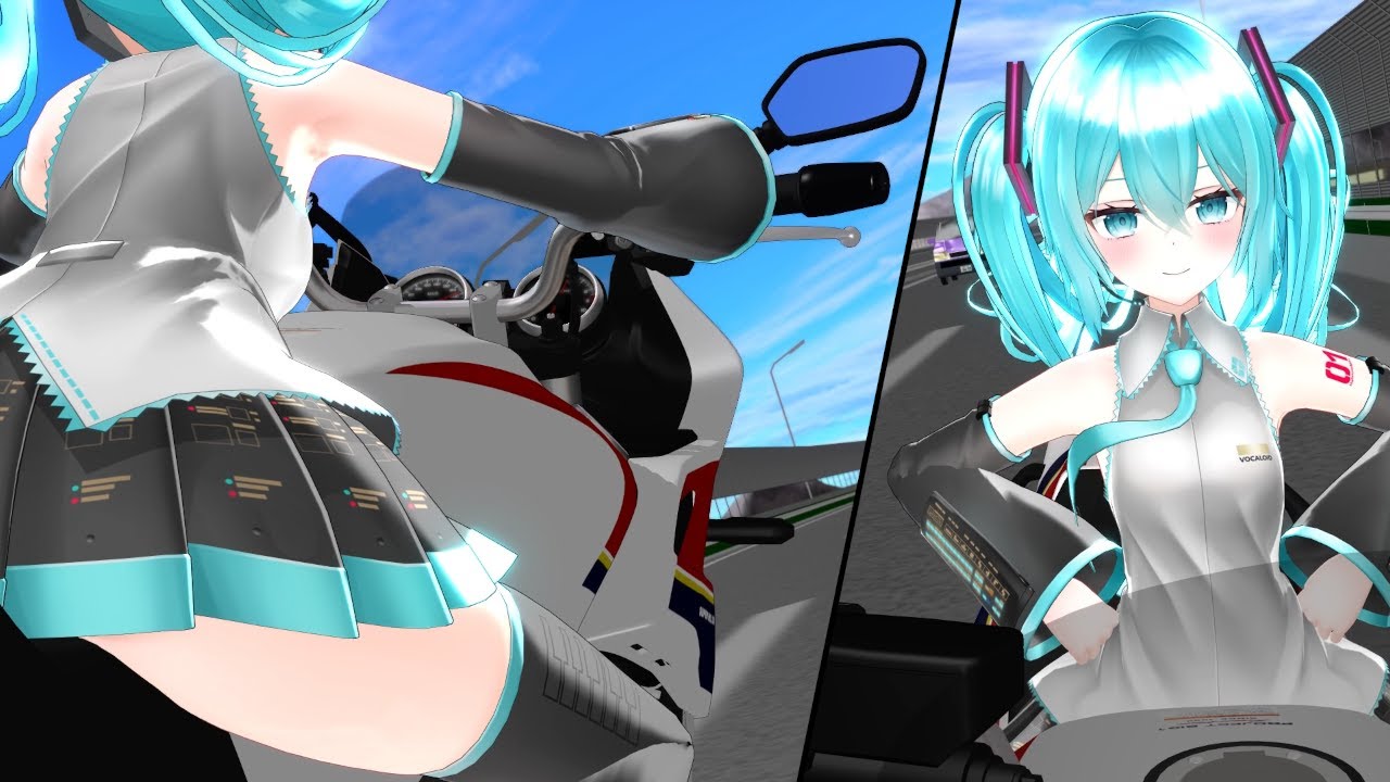 【MMD】初音ミクがバイクで300km/h突破に挑戦する動画