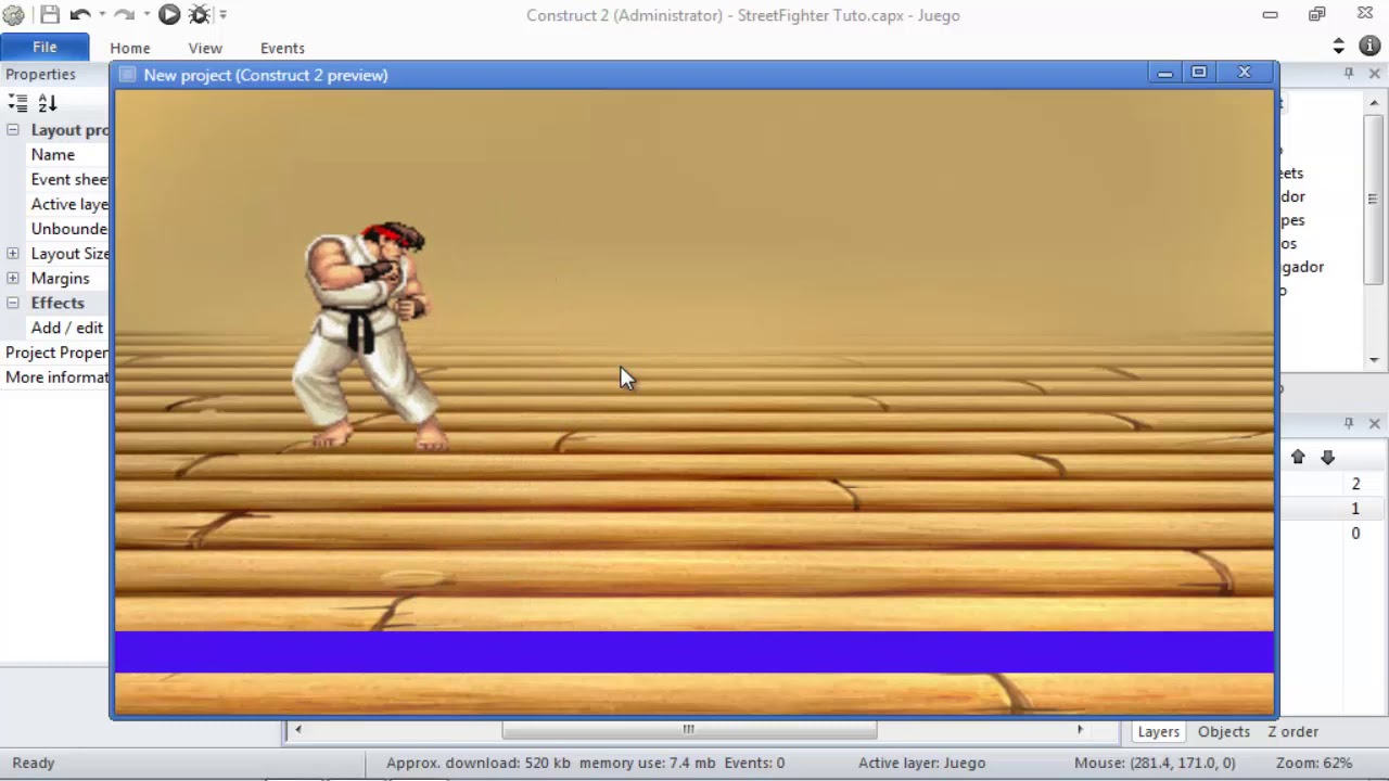 Como crear un juego de Luchas con Construct 2 - Parte 2 Animaciones y Acciones del jugador