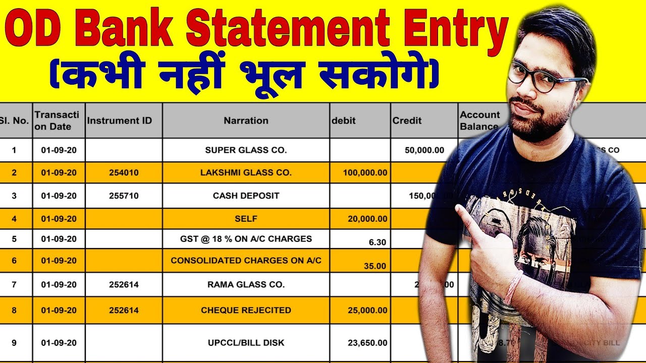 OD Bank Statement Entry In Tally ERP 9 | Bank Statement Entry In Tally ERP 9 | Payment Entry