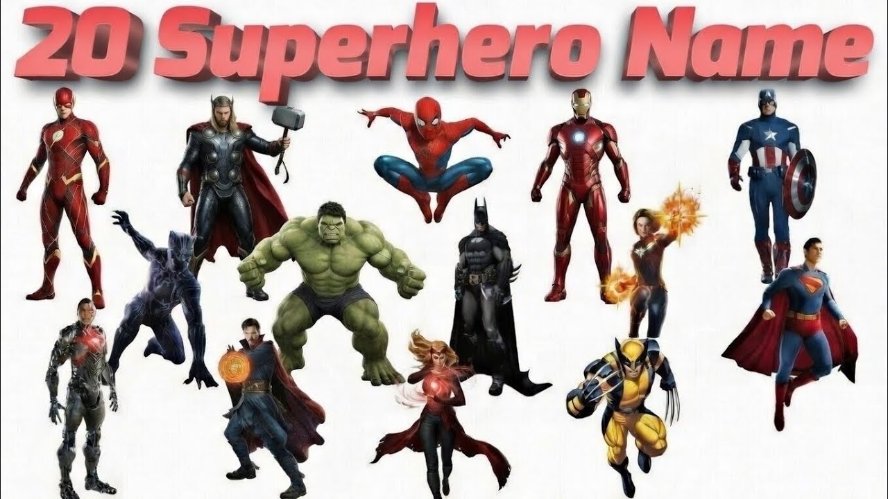 Superhero Names for Kids 🦸‍♀️ English Hindi | Learn 20 Superheroes | Fun Learning Video