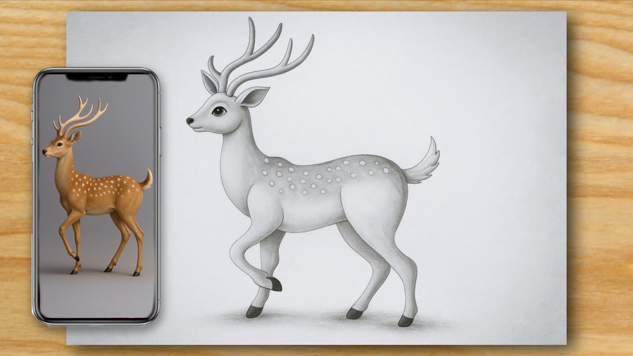 हिरण का चित्र 🦌 How To Draw Deer.