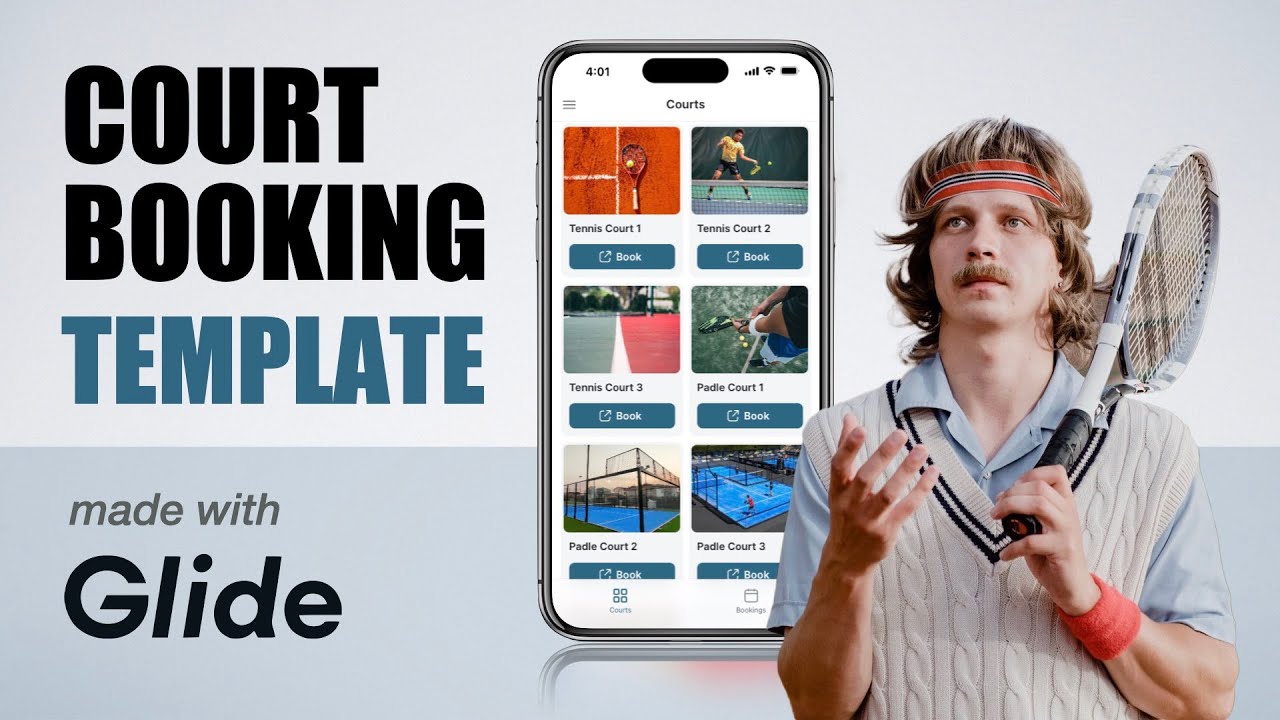 Tennis court booking app (Made with Glide)