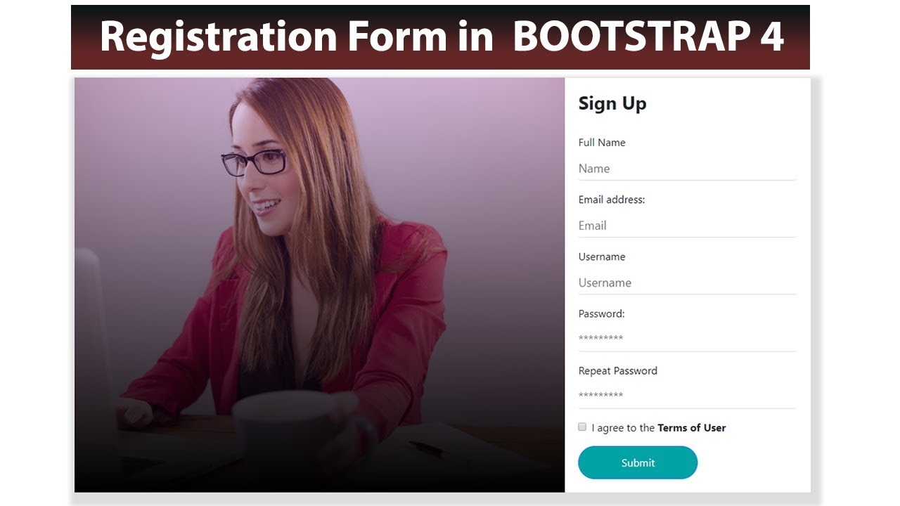How to design Registration Form using Bootstrap 4 - Create Registration Form in Bootstrap