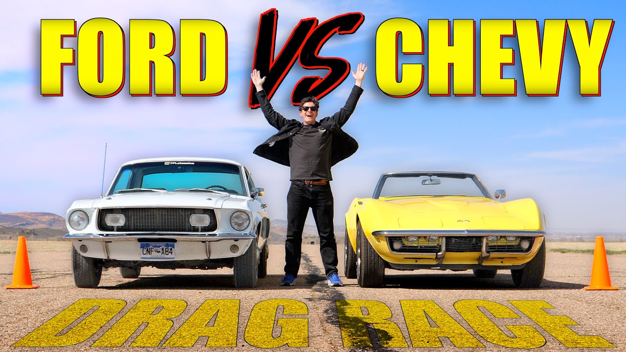 Icons DEFEATED: We Drag Race a 1968 Ford Mustang vs a Chevy Corvette And a Brand New Economy Car!