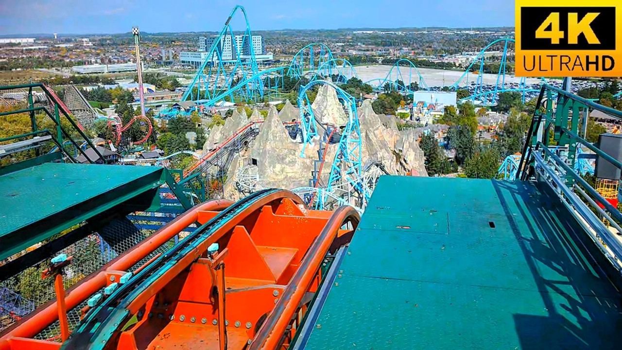 Yukon Striker Front Row POV 4K 60fps B&M Dive Roller Coaster Canada's Wonderland