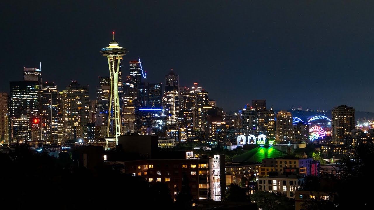 Downtown Seattle Night Drive (I-5 Southbound)・4K HDR