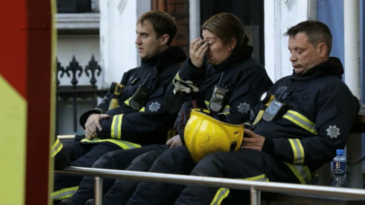Grenfell Tower: Hero firefighters cry during minute's silence | 5 News
