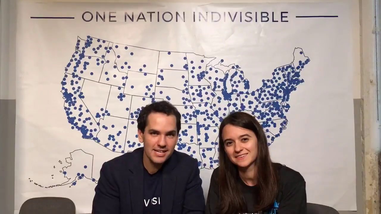 Leah Greenberg and Ezra Levin of Indivisible celebrate National Run for Office Day