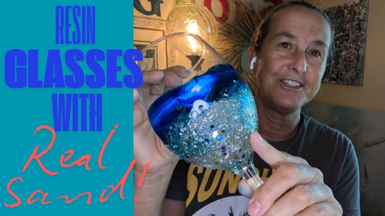 SPECTACULAR BEACHY WINE GLASSES WITH REAL SAND! Just a little bit of Mermaid Magic makes these pop!