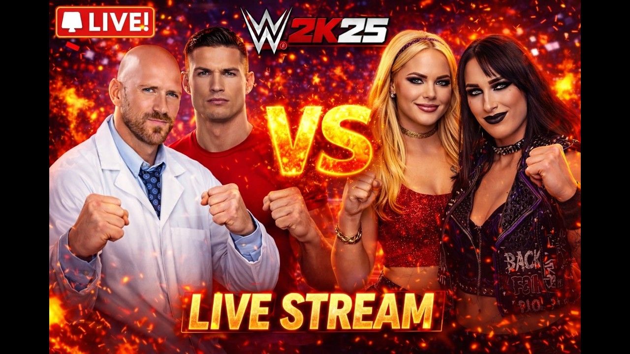Messi & Johnny vs Rhea & Liv&ndash; LIVE FIGHT 🔥 #WWE2K25 #CR7 #messi