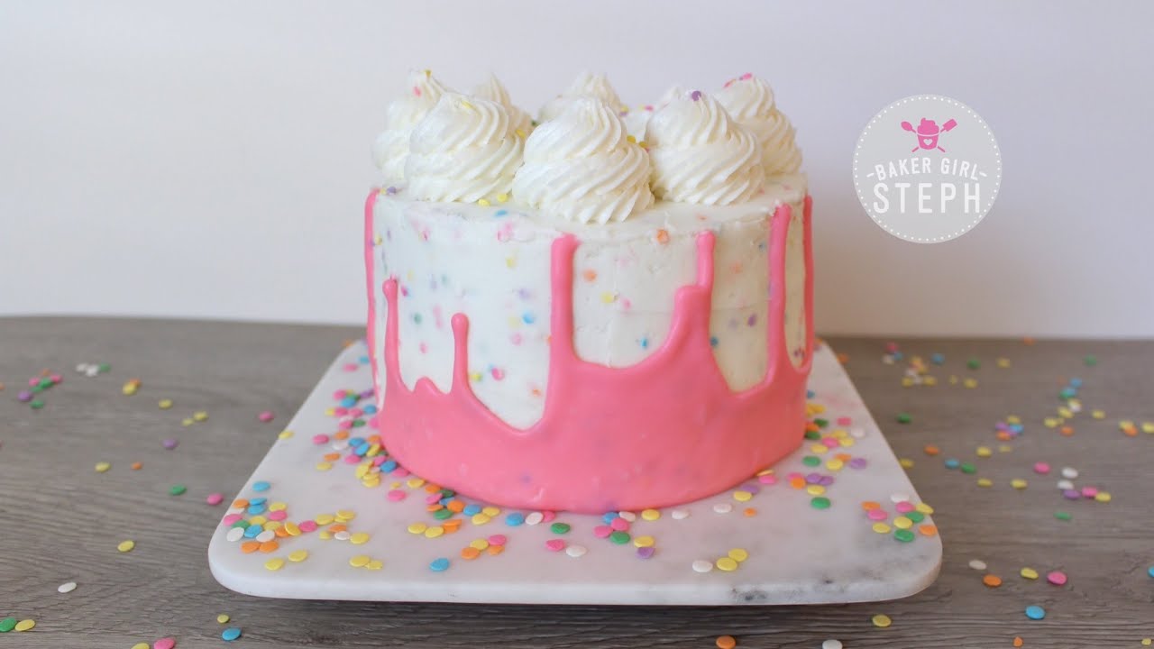 CONFETTI UPSIDE DOWN DRIP CAKE || Sprinkle Frosting