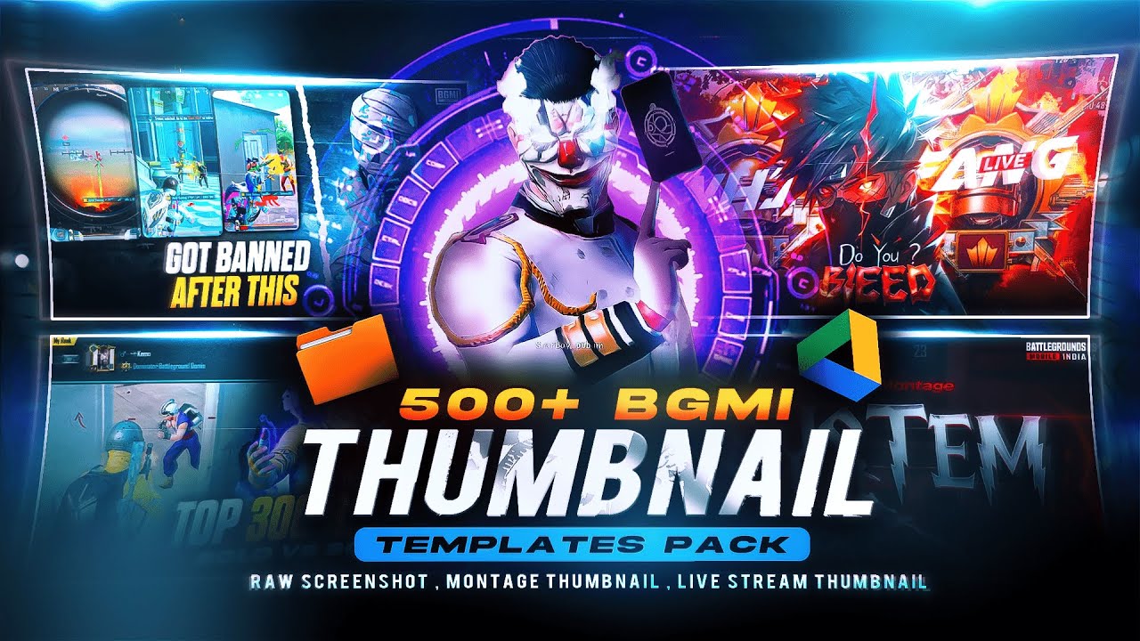 bgmi thumbnail pack Free Templates for BGMI / PUBG - With and Without Text  bgmi free thumbnail pack