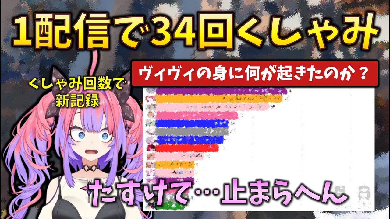 【新記録】ヴィヴィがたったの１配信で連続34回のくしゃみを連発した原因と2026年2月時点のくしゃみ回数ランキング　#holoclip #綺々羅々ヴィヴィ #sneeze