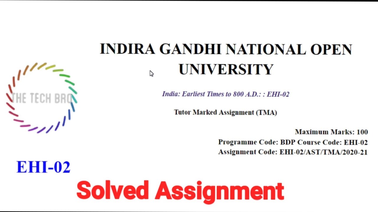 IGNOU EHI 02  Free Solved Assignment 2020-2021