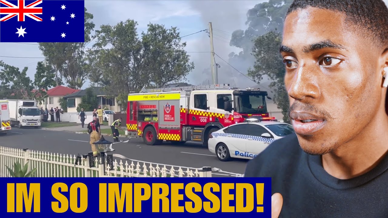 American Reacts to Australian Fire Trucks and Police responding to House Fire