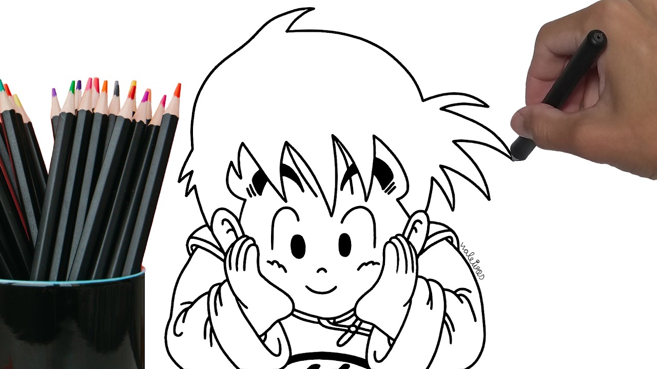 Como desenhar Gohan criança simples e bem rápido passo a passo