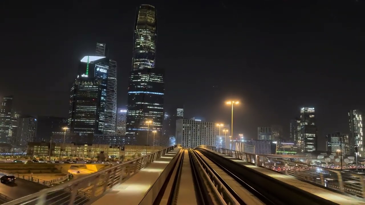 [4K] Riyadh Metro L1 KAFD - Al Murooj (Single Class), Train View in Saudi Arabia
