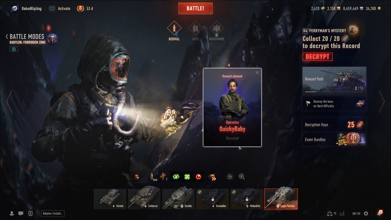 Babylon Forbidden Zone & Unlocking Operative Quickybaby in World of Tanks