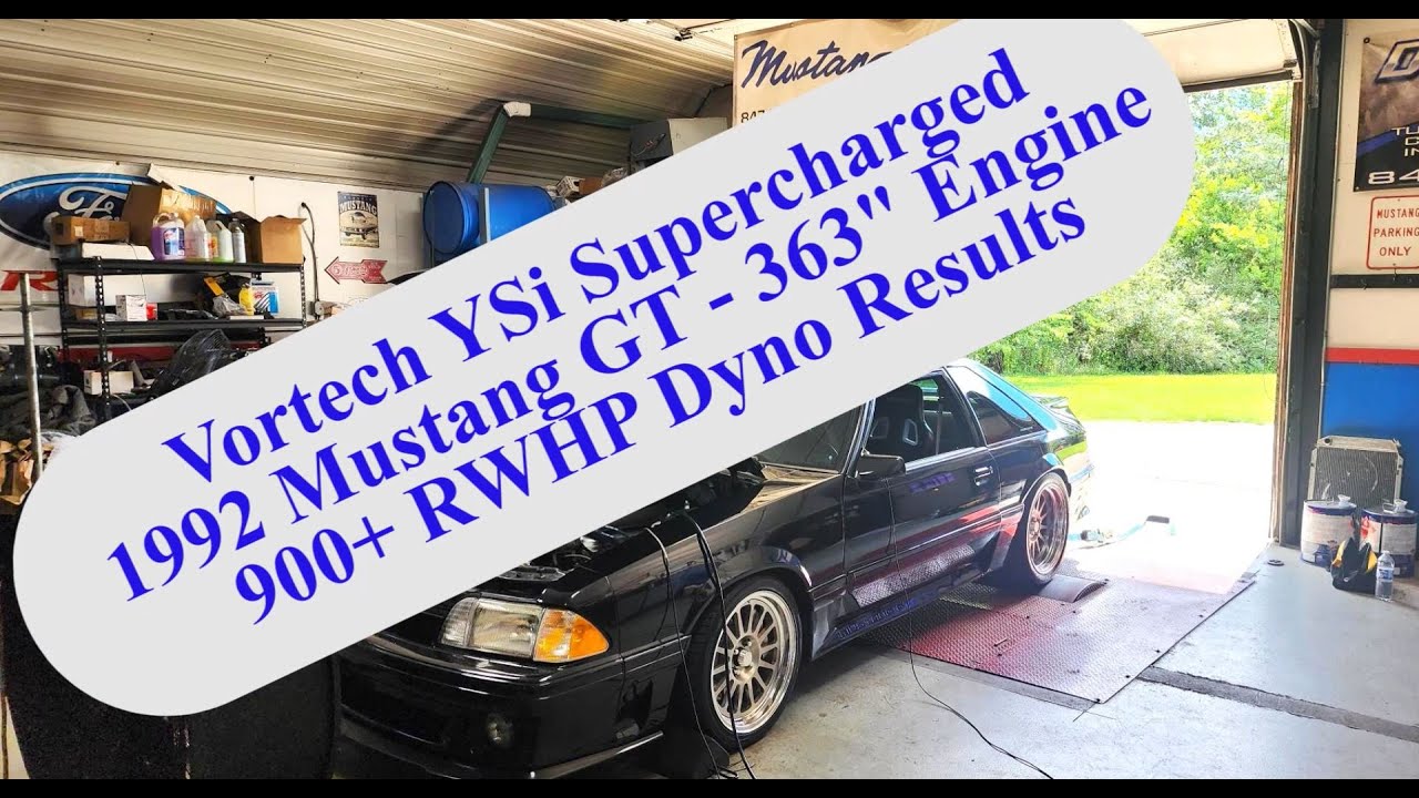 Vortech YSi Supercharged Foxbody Mustang 900+ HP Dyno Results - 7000 RPM 363 8.2 Deck Windsor !!