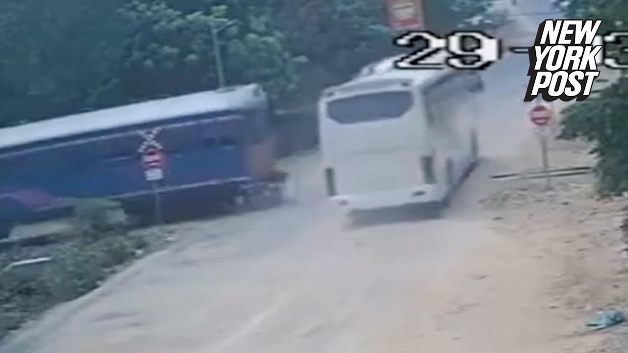 45 passengers injured after Cambodian train collides into bus, ‘irresponsible’ driver flees scene