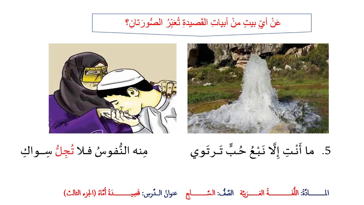 الصف السابع   اللغة العربية   قراءة أماه 3