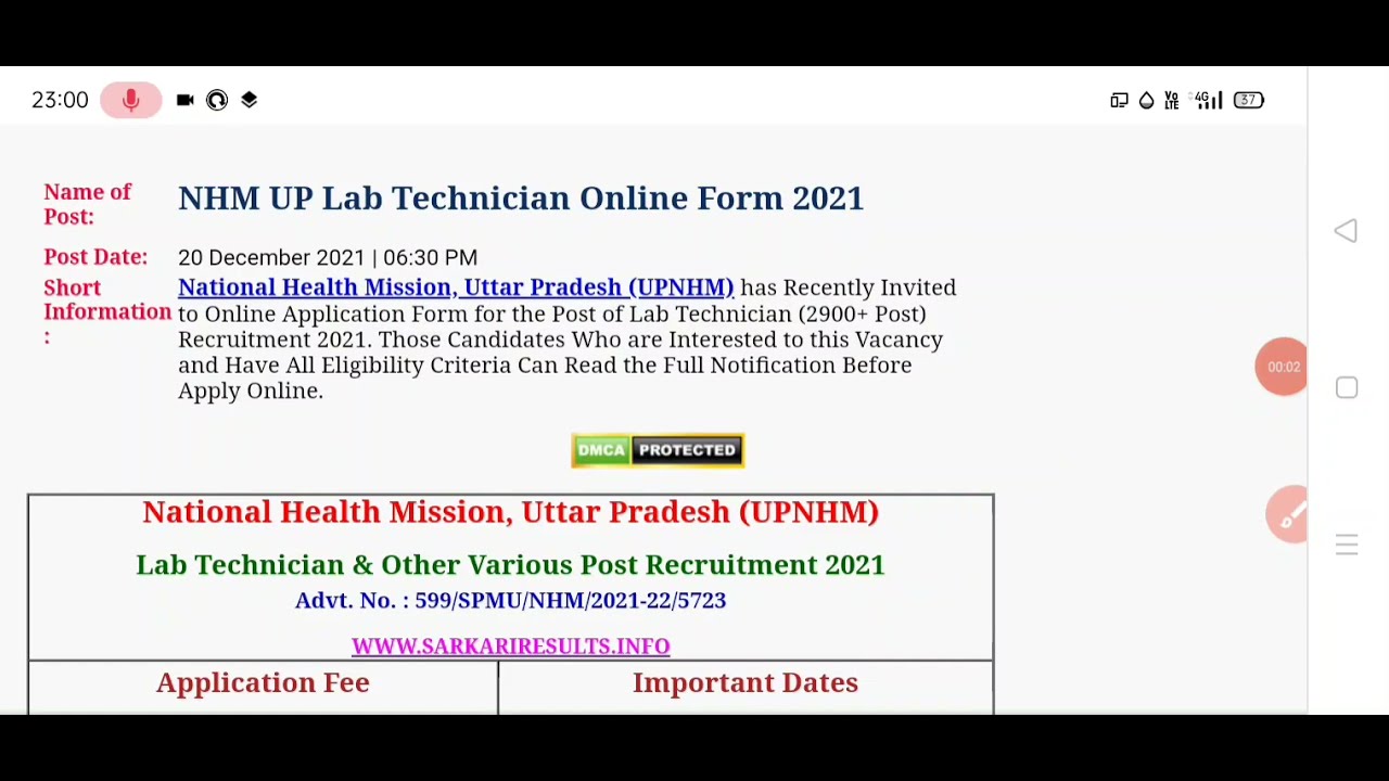 NHM U.P Lab technicians bumper bharti in 2021 Posts - 2900+
