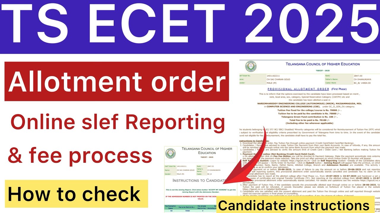 TS ECET 2025 ALLOTMENT ORDER & SELF REPORTING PROCESS | HOW TO CHECK TS ECET 2025 ALLOTMENT