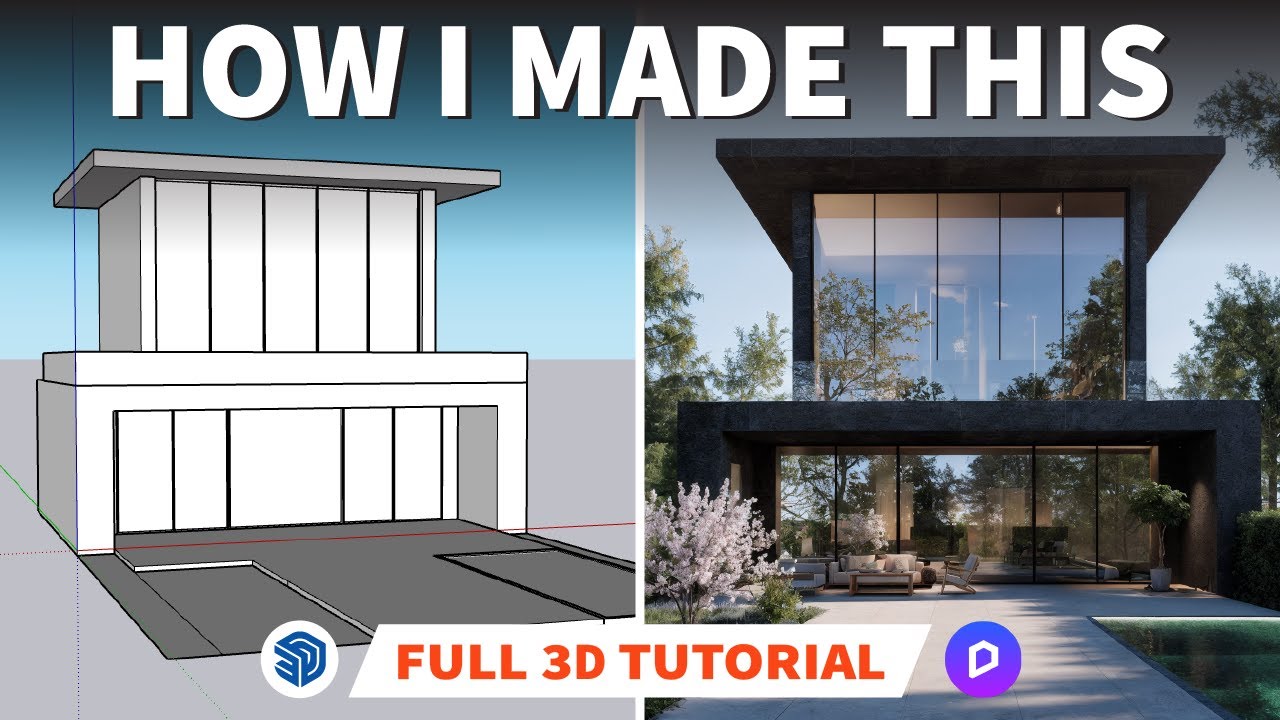 Complete 3D Villa Tutorial in SketchUp + D5 Render | From Modeling to Cinematic Render