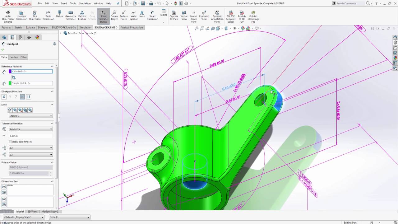 SOLIDWORKS MBD - Combine DimXpert Dimensions