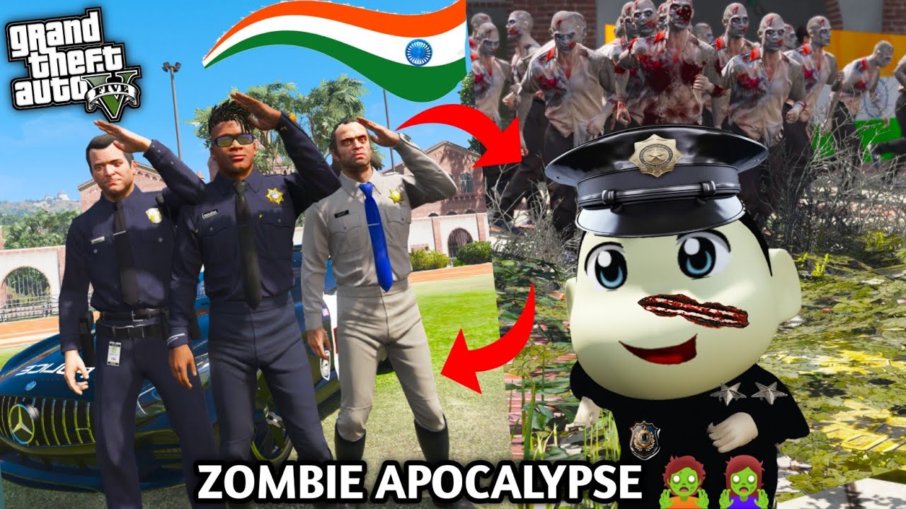 GTA 5: Franklin Saw Shinchan Police Fight All Zombies🧟‍♀️To Save School 🏫 Riya Failed🧟‍♀️PS Gamester