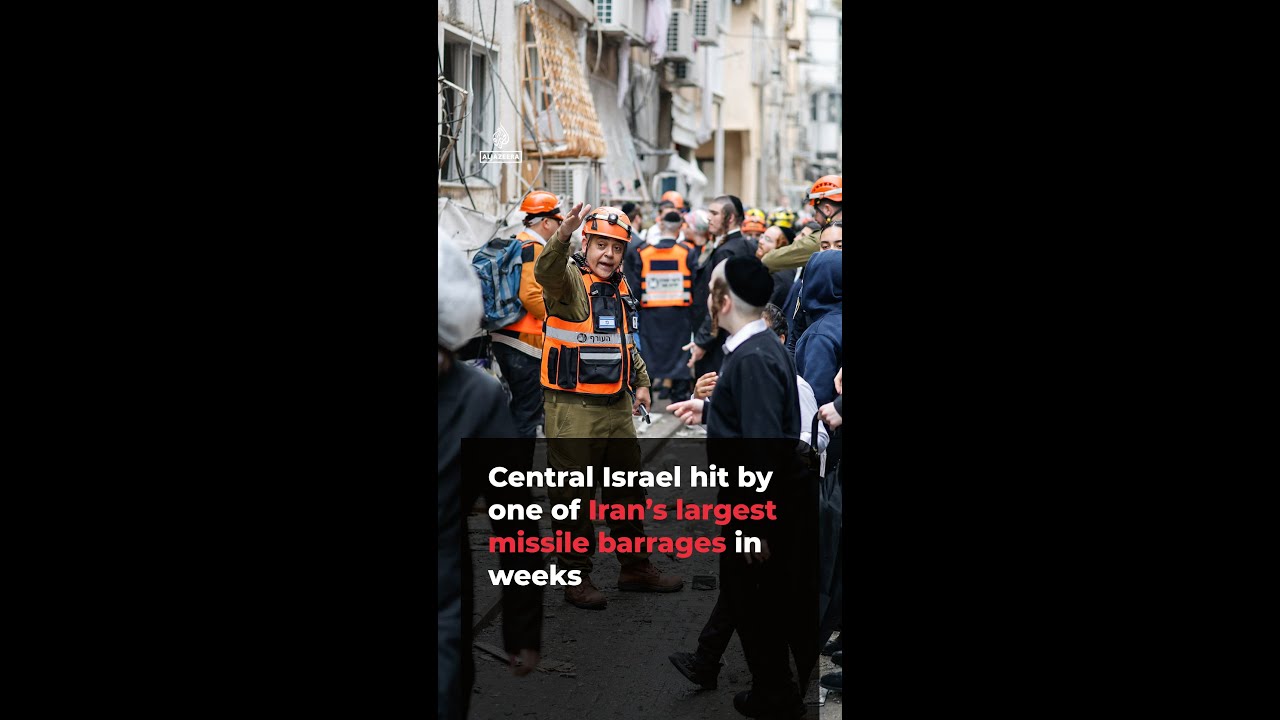 Central Israel hit by one of Iran&rsquo;s largest missile barrages in weeks | AJ#shorts