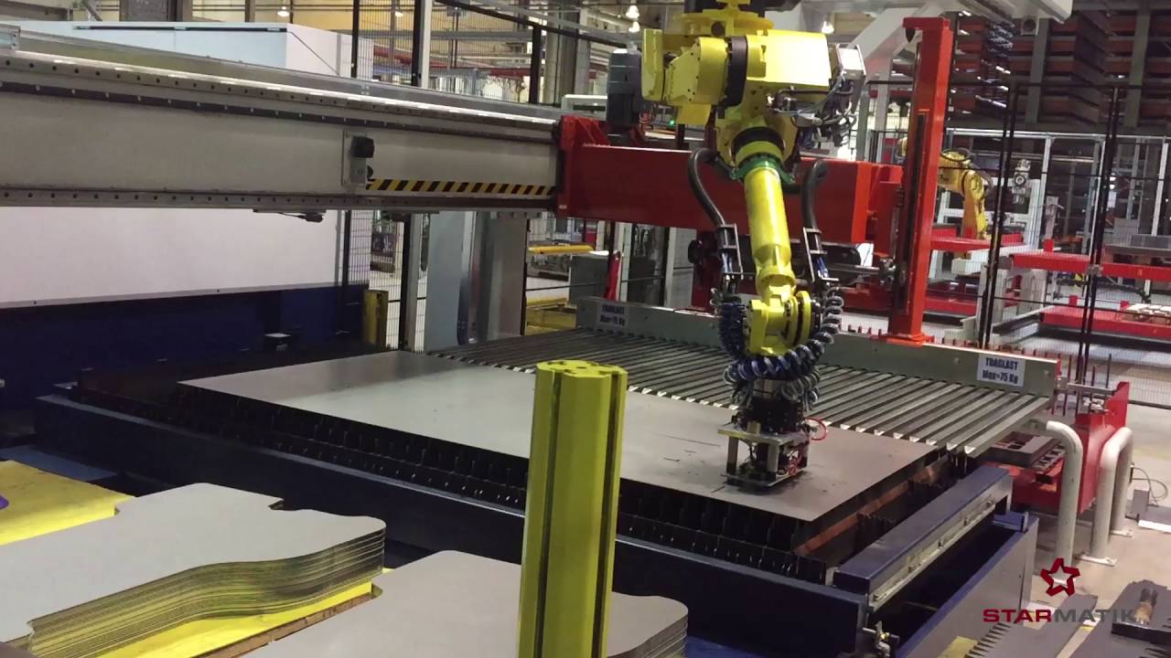 Loading/unloading and sorting systems with TRUMPF Laser Fiber - Starmatik