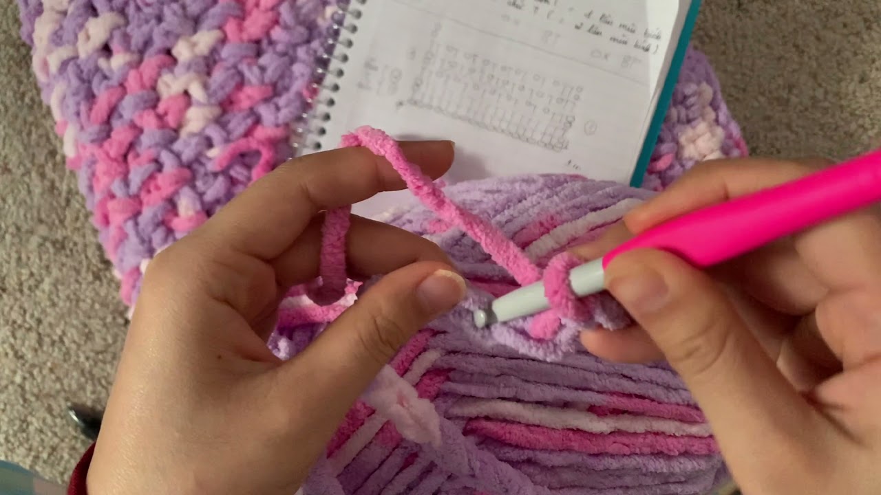 Cách móc chăn cho em bé/ how to crochet a baby blanket. ( 1m x 1m1)