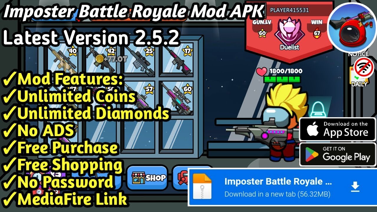Imposter Battle Royale Mod Apk Version 2.5.2 | Free Purchase, No Ads
