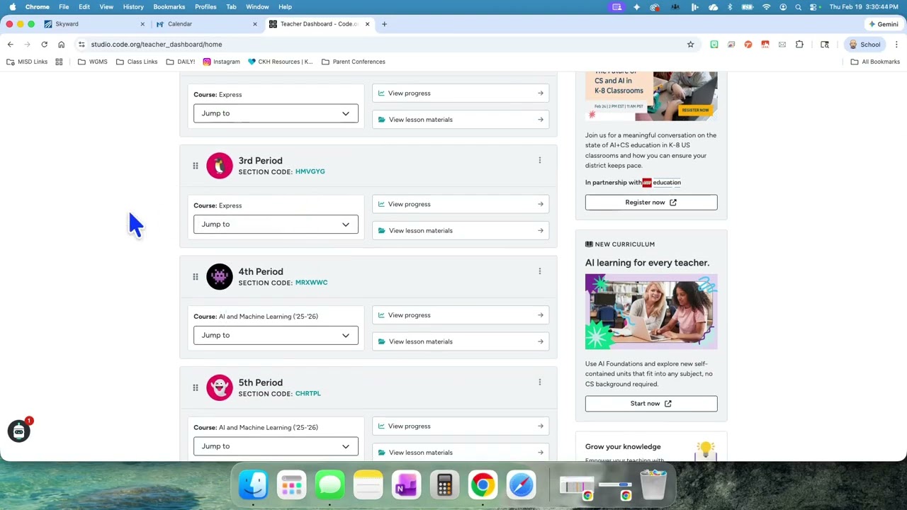 Code.org: переключение между курсами, скрытие и отображение заданий, проверка прогресса.