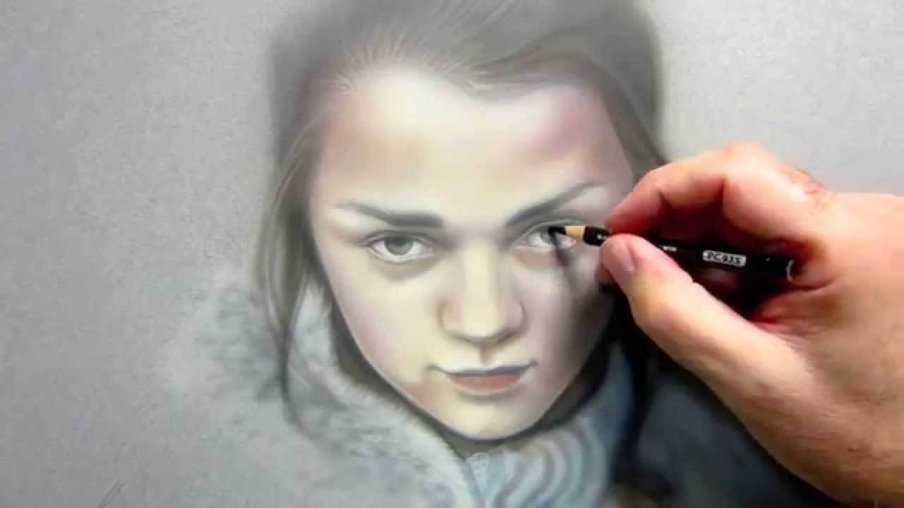 Arya Stark Time Lapse Airbrush/Colored Pencil Painting