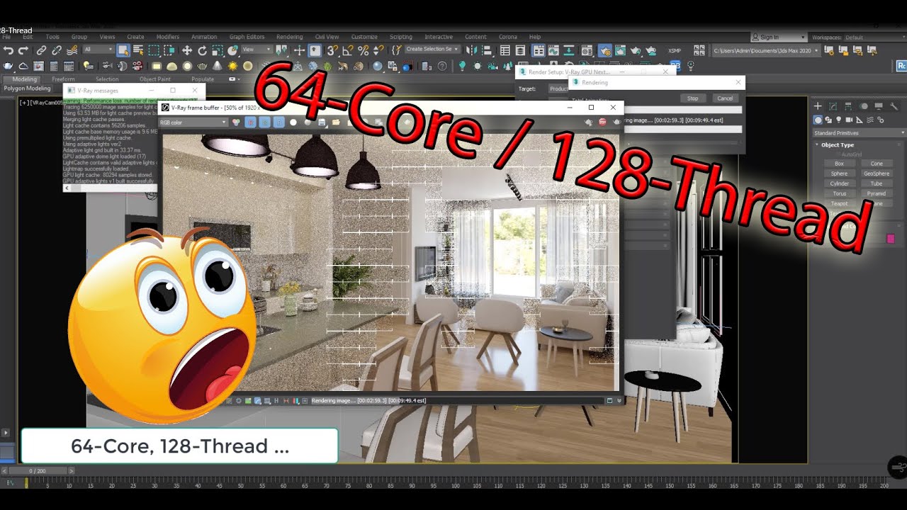 Render on a 64 Core, 128 Thread desktop