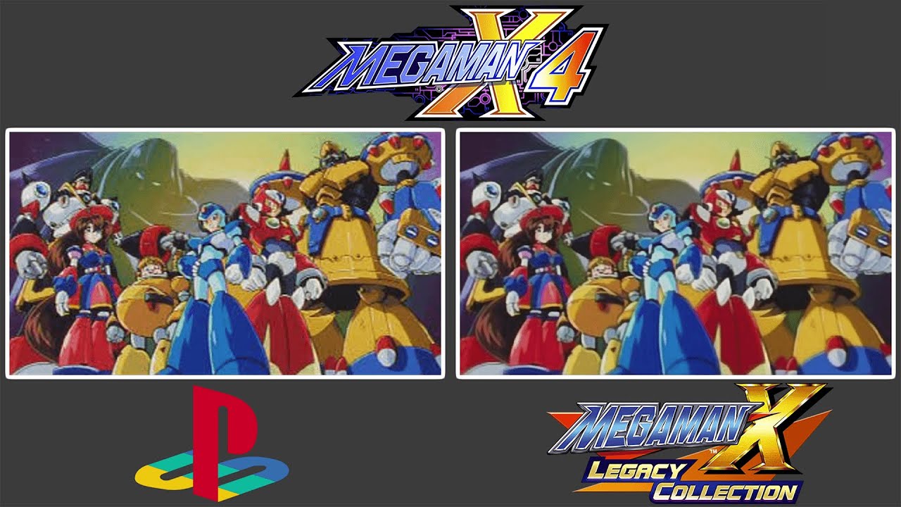 Mega Man X4 (Playstation vs Legacy Collection) Opening | Side by Side Comparison