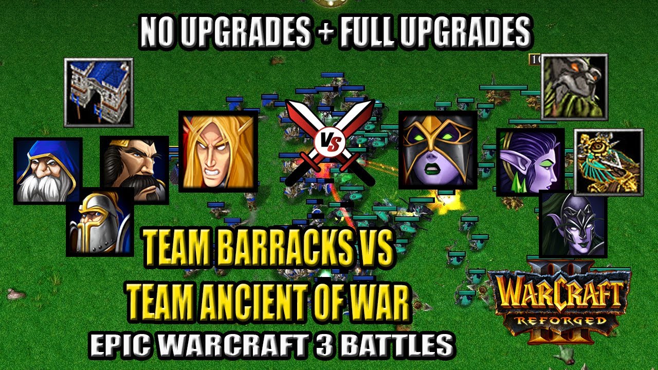 Barracks + Blood Mage vs Ancient of War + Warden - Warcraft 3