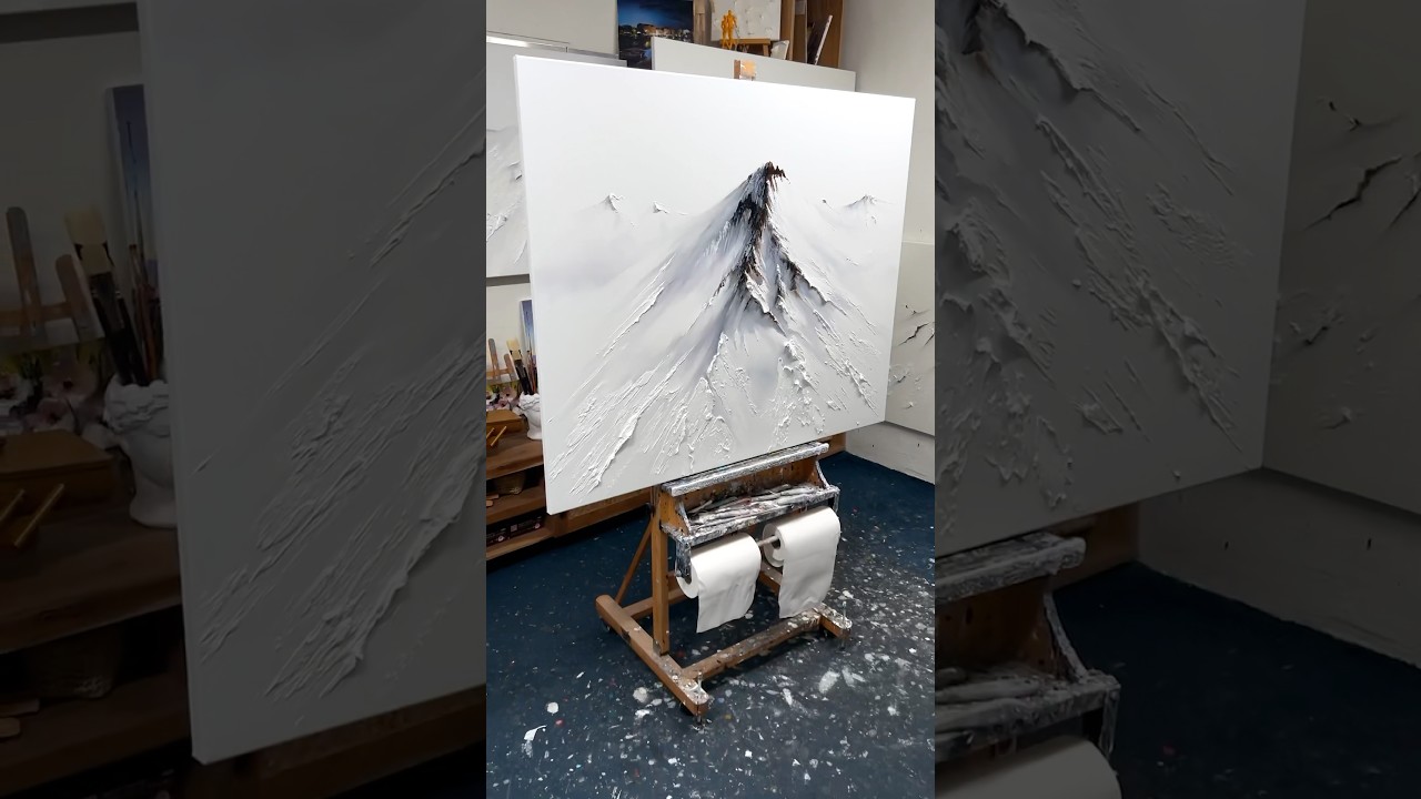 Snow Mountain Painting  #paletteknifepainting #art