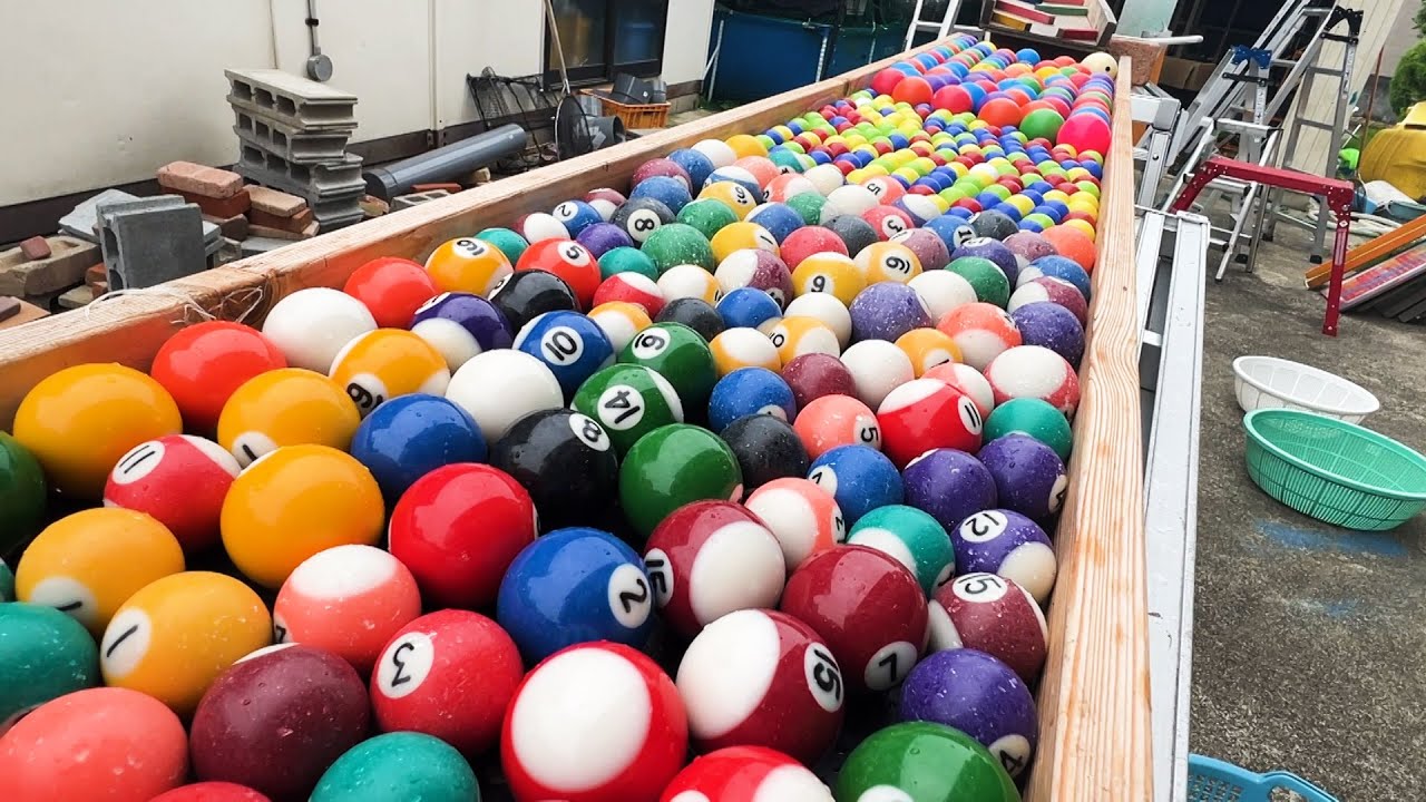 Marble Run☆ 4 types of billiard balls & handmade ball rolling course